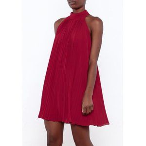 AAKAA Red Pleated Mini Dress